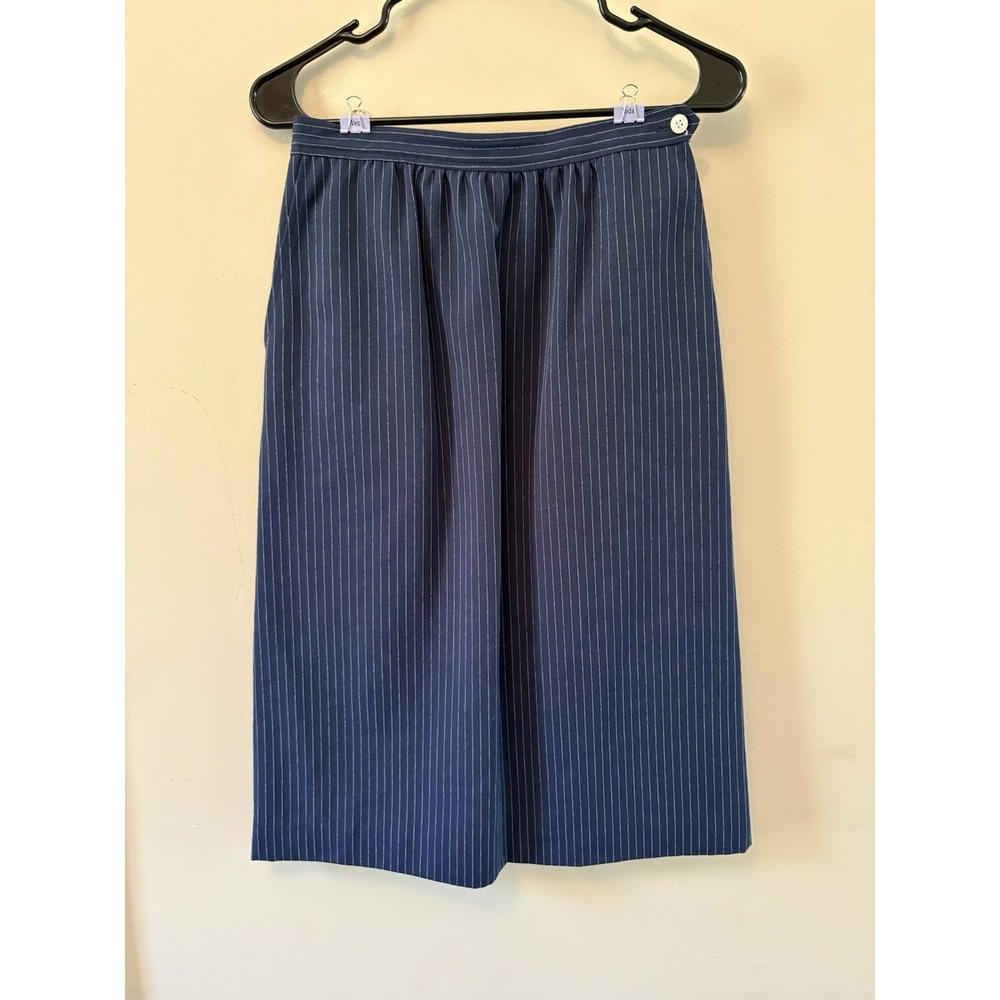 Evan Picone Vintage Navy Blue & White Stripped Pencil Skirt